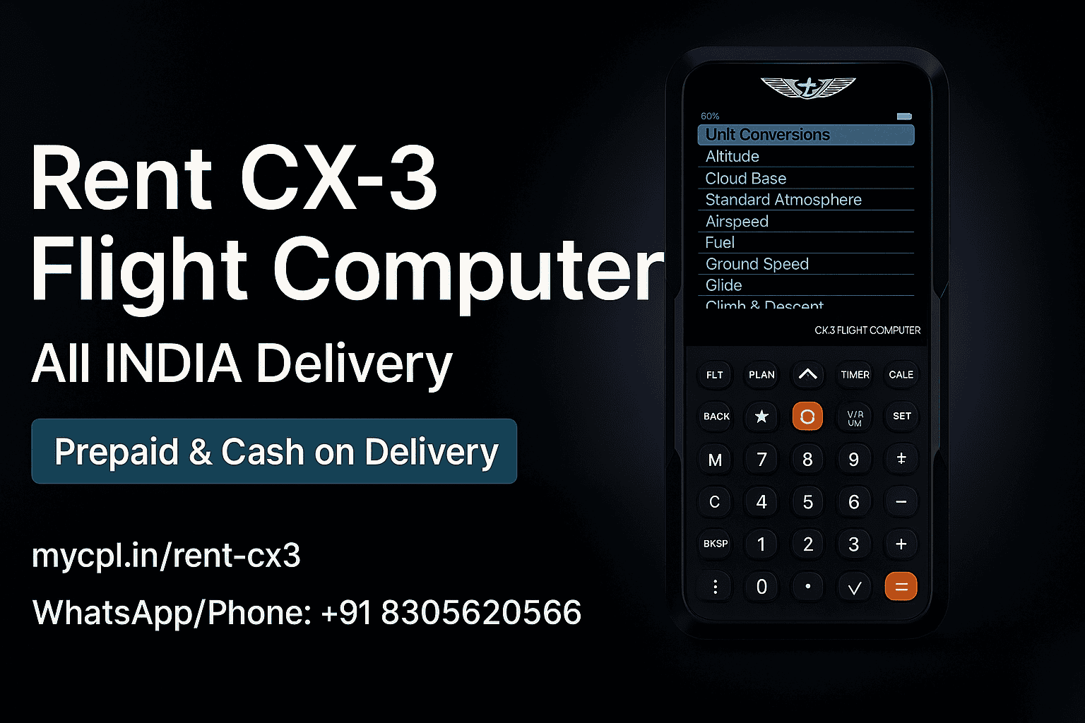 Rent ASA CX-3 Flight Computer | DGCA Exam CX3 Rental in India